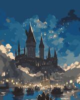 Картина по номерам с золотыми красками "Освещая Хогвартс" (400х500 мм)