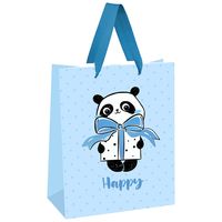 Пакет бумажный подарочный "PandaGift Blue" (23х18х10 см)