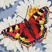 Алмазная вышивка-мозаика "Бабочка на ромашках" (300х300 мм)