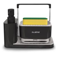 Дозатор для моющего средства с губкой "Duet" (11х12х22 см; черный)