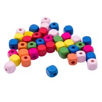 Бусины деревянные "Куб" (10 мм; 35 шт.; яркий микс)