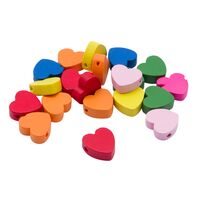 Бусины деревянные "Яркий микс. Сердечки" (15 шт.)