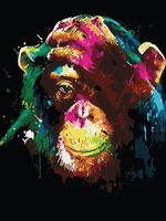 Картина по номерам "Задумчивый шимпанзе" (400х500 мм)