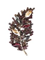 Брошь "Императрица. Лист" (бордово-коричневая в чернёном золоте)