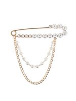 Брошь "Сияние жемчуга и цепочки" (белая в золоте)