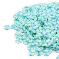 Бусины из полимерной глины "Колечки" (6 мм; бирюзовый пестрый микс)