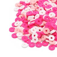 Бусины из полимерной глины "Колечки" (6 мм; малиново-белый микс)