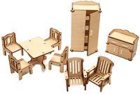 Сборная деревянная модель "Мебель для кукольного домика. Зал"