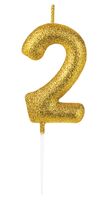 Свеча для торта "Цифра 2" (золотой)
