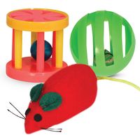 Набор игрушек для кошек (мяч, мышка, барабан)