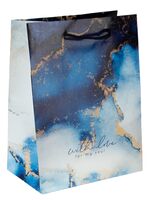 Пакет бумажный подарочный "Мраморный стиль. Синий" (23х18х10 см)