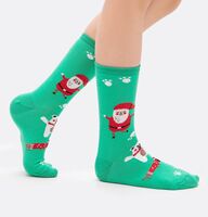 Носки детские "Дед Мороз" (светлая-зелёнка)