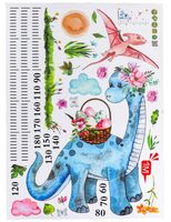 Ростомер "Динозаврик и корзина с цветами" (50х70 см)