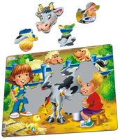 Пазл-рамка "Дети на ферме. Корова" (18 элементов)