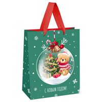 Пакет бумажный подарочный "Christmas bear" (14х11х6,5 см)