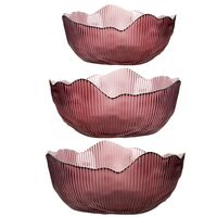 Набор салатников стеклянных "Frost Stripe" (3 шт.; розовый)