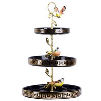 Блюдо-этажерка фарфоровое "Чёрный мрамор" (25х25х39 см)