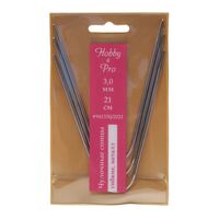 Спицы носочные для вязания (металл; 3 мм; 21 см; 3 шт.)