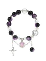 Браслет "Сахарный. Ракушка и шар" (чёрно-фиолтеовый в серебре)