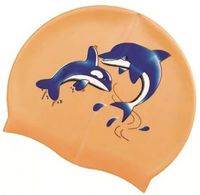 Шапочка для плавания (оранжeвая; дельфины; арт. PSC401)