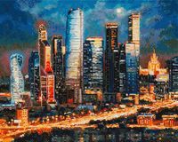 Алмазная вышивка-мозаика "Вечерние огни Москва Сити" (400х500 мм)