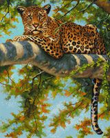 Алмазная вышивка-мозаика "Леопард в тени ветвей" (400х500 мм)
