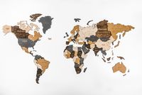 Пазл деревянный "Карта мира" (100х181 см; многоуровневый, сканди)