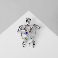 Брошь "Черепаха" (цветная в серебре)