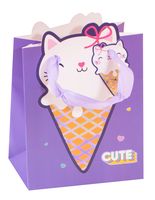 Пакет бумажный подарочный "Cute cat ice-cream" (23х18х10 см)
