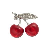 Брошь "Вишни наливные" (бордовая в серебре)