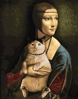 Картина по номерам "Дама с котиком" (400х500 мм)