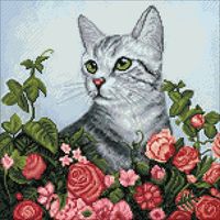 Алмазная вышивка-мозаика "Цветочный кот" (380х380 мм)