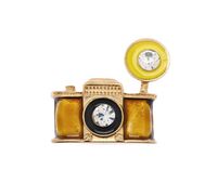 Брошь "Фотоаппарат" (цветная в золоте)