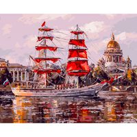 Картина по номерам "Санкт-Петербург. Нева. Алые паруса" (400х500 мм)