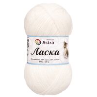 Пряжа "Ласка №001" (100 г; 370 м; белый)