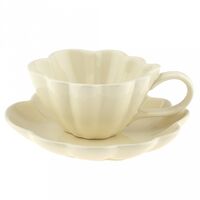 Чашка с блюдцем "Мысли о тебе" (250 мл; слоновая кость)