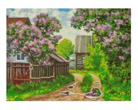 Алмазная вышивка-мозаика "Сирень у дороги" (300х400 мм)