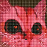 Алмазная вышивка-мозаика "Влюблённый котик" (200х200 мм)