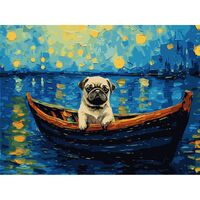 Картина по номерам "Мопс в лодке. В стиле Ван Гога" (300х400 мм)