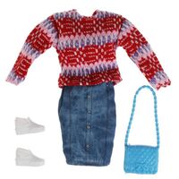 Набор одежды для куклы "Свитер с джинсовой юбкой-карандаш"