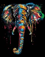 Картина по номерам "Красочный слон" (400х500 мм)
