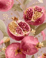 Картина по номерам "Спелые гранаты c золотыми красками" (400х500 мм)