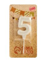Свеча для торта "Праздник. Цифра 5" (жемчужный перламутр с блестками)