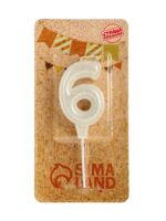 Свеча для торта "Праздник. Цифра 6" (жемчужный перламутр с блестками)