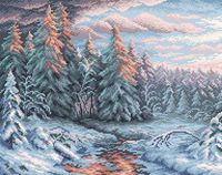 Алмазная вышивка-мозаика "Зимний закат" (480х380 мм)