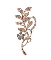 Брошь "Ветвь с цветком" (белый в розовом золоте)
