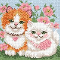 Алмазная вышивка-мозаика "Влюбленные котики" (200х200 мм)