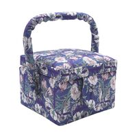 Шкатулка-органайзер для рукоделия "Бело-синие цветы" (12х12х9,5 см)