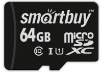 Карта памяти micro SDXC 64Gb SmartBuy Class 10 UHS-1 (с адаптером SD)