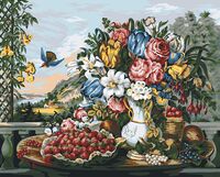 Картина по номерам "Фрэнсис Флора Бонд Палмер. Пейзаж – фрукты и цветы" (400х500 мм)